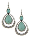 Trendy Fashion Chandelier Dangle Antique Silver Turquoise Stone Earring / AZERVT298-ATU