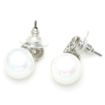 Crystal Pearl Stud Post Earrings / AZERFH267-SPE