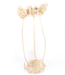 Arras Creations Fashion Trendy Pattern Bracelet Ring Gold Tone Hand Chain - Slave Bracelet for Women / AZFJSBB105-GLD