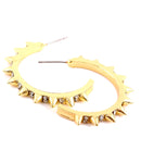 Earrings with Spike & Rhinestone - Gold
