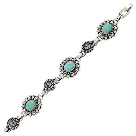 Sea Life / Antique Silver Turquoise Bracelet / AZBRSEA700-AST