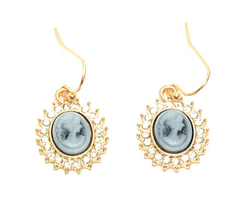 Trendy Fashion Delicate Cameo Lady Cabochon Earrings for Women / AZAELC003-GBK