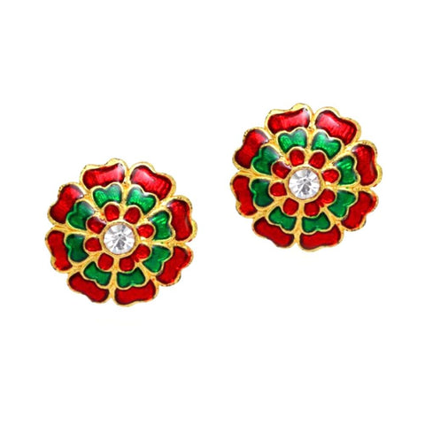 Imitation Flower Shape Fashion Stud Earrings / AZERTE001-GRG