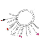 Designer Valentine Heart and Lips Chain Bracelet For Women / AZBRCH014-SCM