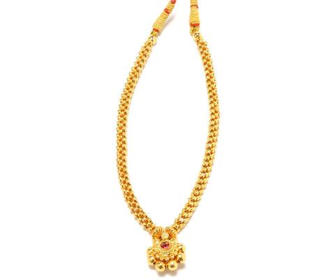 Arras Creations Imitation Traditional Kolhapuri Necklace - Delicate Thushi for Women / AZKCN2043-GLD