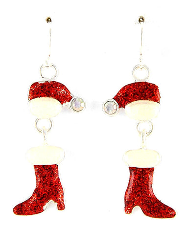 Christmas Santa Epoxy Dangle Fish Hook Earrings For Women / AZERFH867-SCR-CHR