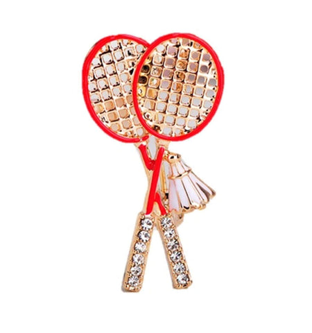 Arras Creations Sports Earring : Fashion Badminton Racket Brooch-Pin for Women or Men / AZFJBRA16-GRD