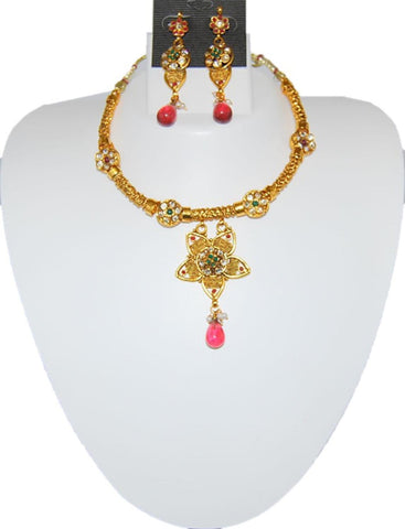 Arras Creations Designer Imitation Polki Necklace Set for Women / AZINDN012-GPG