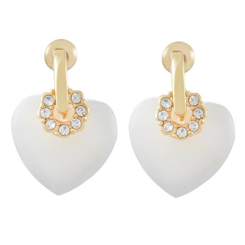 Valentine : Heart Shell Rhinestone Sweet Stud Earrings for Women