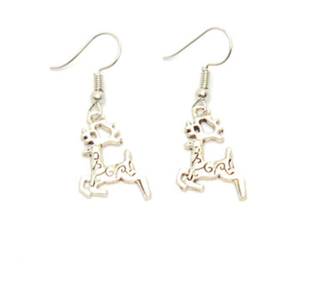 Christmas : Reindeer Dangle Fish Hook Earrings For Women / AZAEXA027-ASL
