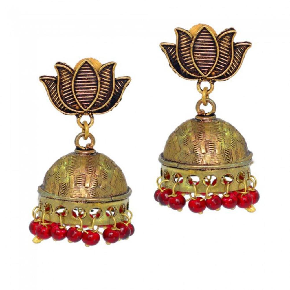 Crunchy Fashion Bollywood Style Traditional Indian Oxidised Silver Jewelry  Jhumki Jhumka Earrings for Women/Girls (Gold-MultiColor) - Walmart.com