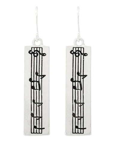 Music Note Dangle Fashion Earring Set / AZERMU734-SIL