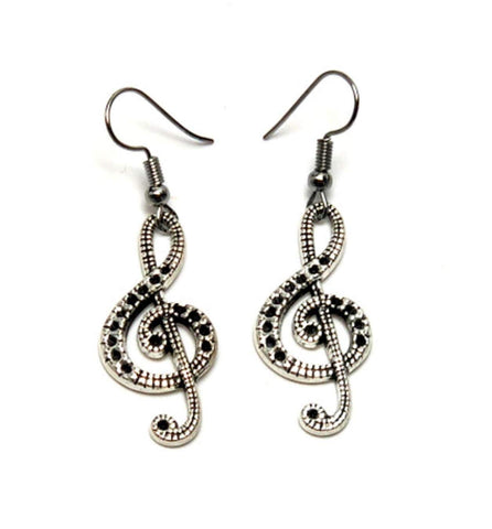 Fashion Trendy Handmade Music Treble Clef Music Note Charm Dangle Earrings For Women / AZAEDM411-ASL