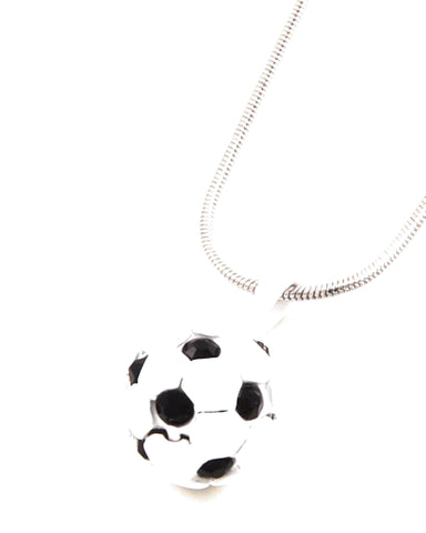Rhodiumized / White Color Coated Metal / Soccer Ball Pendant / Necklace / AZSJCH010-WBL