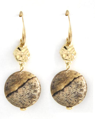Gold Tone Stone Dangle Fish Hook Earring Set / AZERFH305-GBR