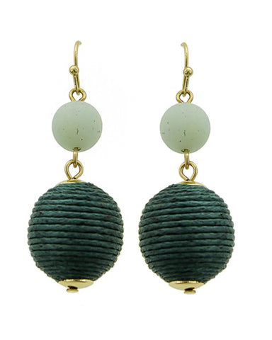 Fashion Trendy Thread Ball Dangle Earrings for Women / AZERPP453-GRN