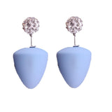 Trendy Double Sided Rubber Crystal Side Stud Earrings For Women/AZERDSA13