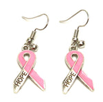 Arras Creations Breast Cancer Awareness Ribbon with Hope Dangle Earrings for Women / AZEABC102-SPC