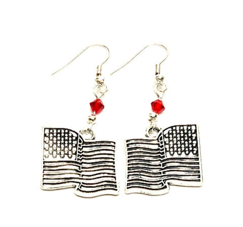 Fashion Patriotic Independence American Flag Earrings For Women / AZAEPT008-SLR