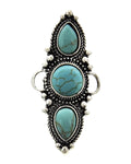 Burnished Silver Turquoise Stone Adjustable Ring / AZRIFR165-AST