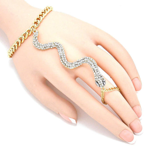 Pave crystal Snake Ring Bracelet Hand chain / AZFJSBB177-GCL