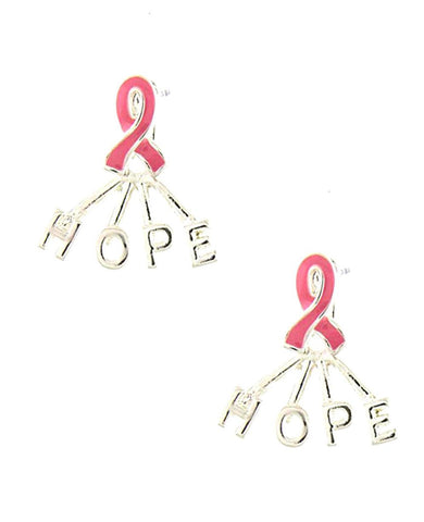 Arras Creations Breast Cancer Awareness Bow Design Ear Jacket Earrings for Women / AZERBCA385-SPK