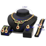 Trendy Partywear - Austrian Crystal Necklace Earring Bracelet Ring Set / AZFJFS003-GRG