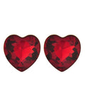 Valentines Day Red Glass Heart Button Post Earring Set / AZERFH565-SRD-HRT