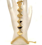 Arras Creations Fashion Trendy Hand Chain/Slave Bracelet/Bracelet & Ring Set for Women / AZFJSB019-GLD