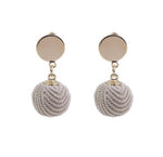 Fashion Stripe Rope Yarn Ball Drops Dangle Earrings for Women / AZERPP006