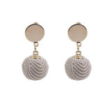 Fashion Stripe Rope Yarn Ball Drops Dangle Earrings for Women / AZERPP006