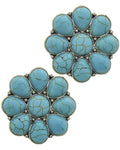 Fashion Imitation Turquoise Stone Post Button Earrings for Women / AZERVT346-ATU