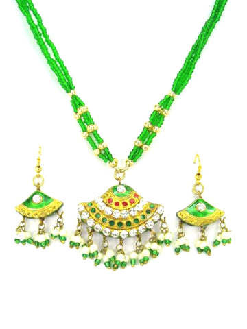 Arras Creations Authentic Designer Indian Lac/Rajasthani Style Jewelry Set for Women / AZINLC046-GDG