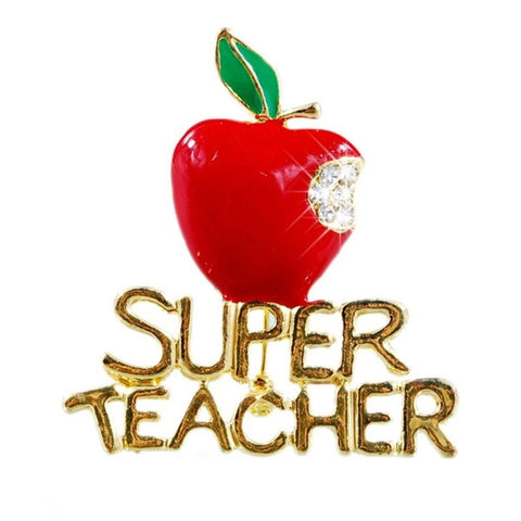 Fashion Trendy Teacher - Teacher's Day Love"Super Teacher" Brooch For Women / AZFJBRA07-GRD