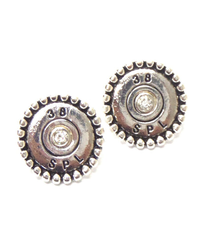 WESTERN THEME Crystal Center Bullet Stud Earrings / AZERSW442-ASL