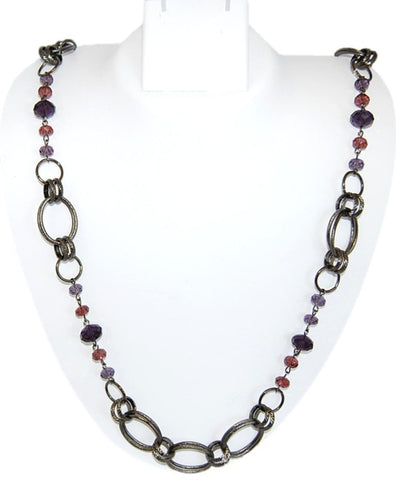 Fashion Trendy Multi Purple Shaded Fusion Long Necklace For Women / AZFJLO006-HPU