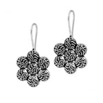 Bollywood Oxidised Silver Flower Shaped Dangle Earrings For Women / AZINOXS01-ASL