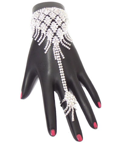 Fashion Rhinestone Design Hand Chain / Slave Bracelet / Bracelet&Ring Set For Women / AZBLSB138-SCL