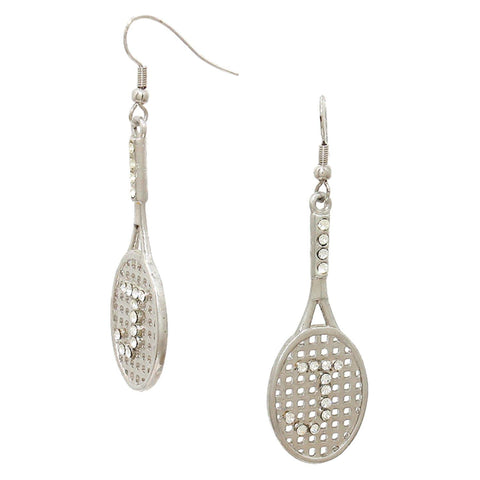 SPORTS Earring : "J" Crystal Detail Tennis Racket Earrings For Women / AZSJER948-SCL