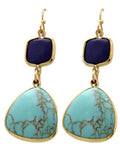 Trendy Fashion Chandelier Dangle Antique Silver Turquoise Stone Earring / AZERVT355-GTB