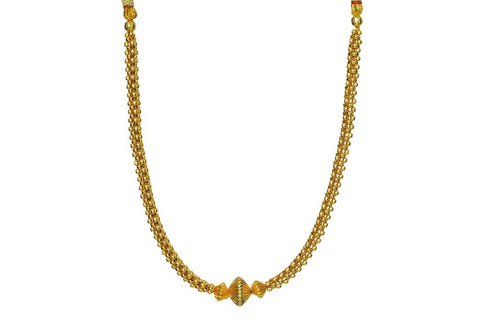Imitation Traditional Kolhapuri Necklace - Delicate Jaav Mani Thushi For Women / AZMKN1005-GLD