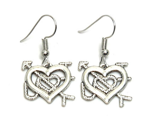 Fashion Trendy Valentine Cupid Hearts Love Dangle Earrings For Women / AZAEVH102-ASL