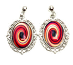 Trendy Fashion Cameo Lacework Swirl Cabochon Earrings for Women / AZEACS410-ASR