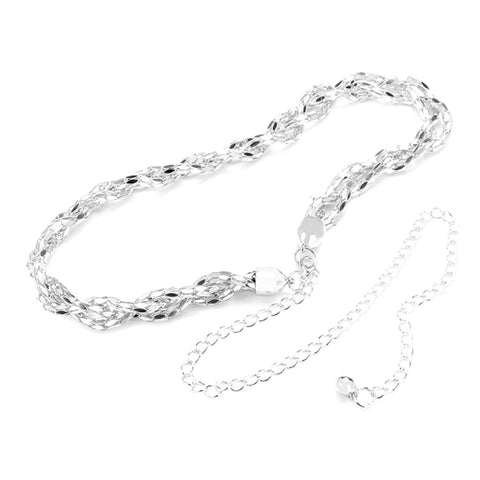 Trendy Fashion Braided Metal Chain Belt Waist Belt For Women. / AZFJCB186-SIL