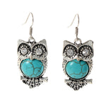 Trendy Fashion Owl Drop Turquoise Dangle Earrings For Women / AZERVI027-ABL