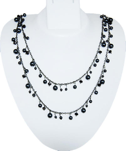 Fashion Trendy Grey Imitation Pearl Beaded Fusion Necklace for Women / AZFJLO005-HGY