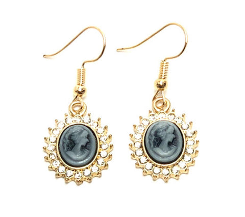 Trendy Fashion Delicate Cameo Lady Cabochon Earrings for Women / AZAELC002-GBK