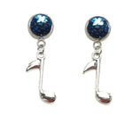 Fashion Trendy Handmade Musical Note Charm Dangle Earrings For Women / AZAEDM902-ASB