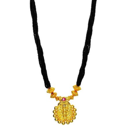 Imitation Gold Plated Traditional Kolhapuri Mangalsutra - Laxmi Pendant / AZMKMS006-GBK