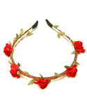 Braided Cord Leaves and Flower HeadBand For Women / AZFJHB501-RGR